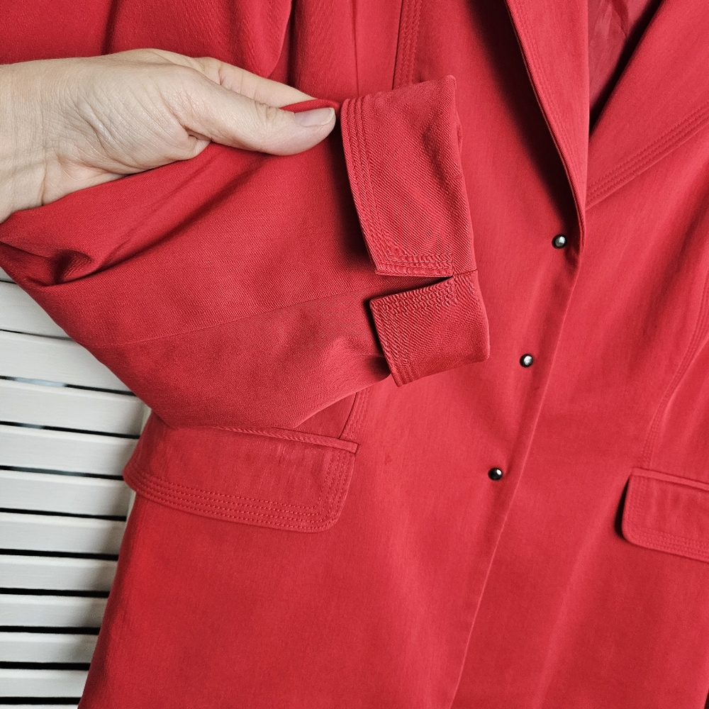 Tahari Women's Red Wool Blend Blazer Size 10 - Picture 6 of 13